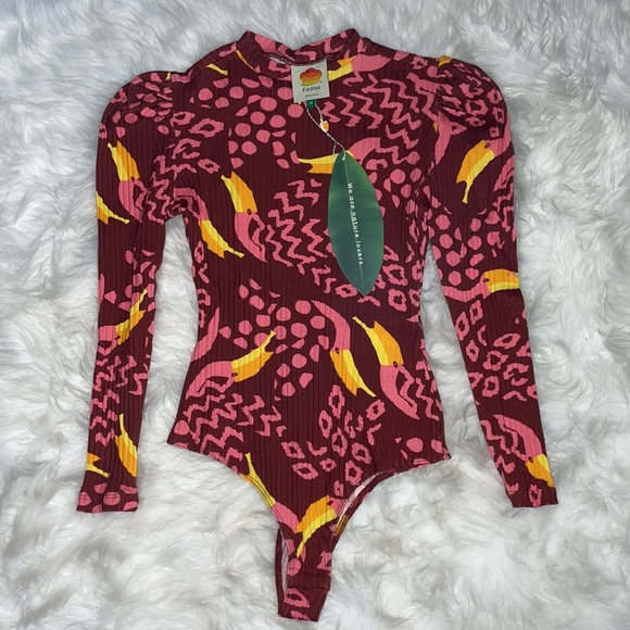 Farm Rio Toucanissimo Long Sleeve Stretch Cotton Body Suit - Picture 4 of 10
